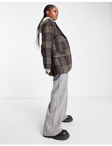 Weekday - Luciana - Cappotto stile blazer in misto lana marrone a quadri