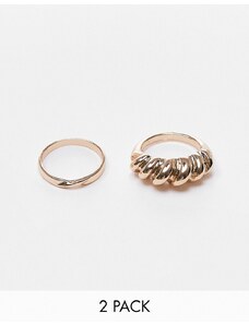 Topshop - Confezione da 2 anelli intrecciati color oro