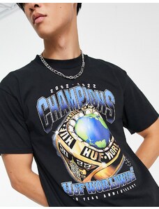 HUF - T-shirt nera con scritta "Champions"-Nero