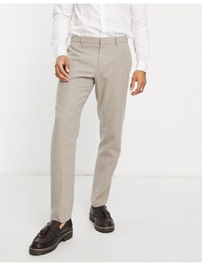 River Island - Pantaloni da abito slim fit in flanella color écru-Neutro
