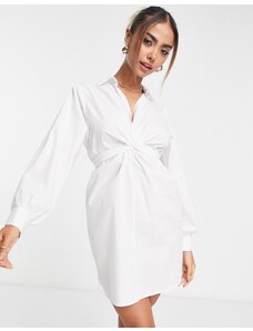 Miss Selfridge - Vestito camicia da sera incrociato sul davanti bianco