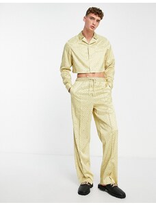 ASOS DESIGN - Pantaloni eleganti a fondo ampio con stampa geometrica in coordinato-Giallo