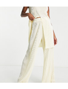 NaaNaa Petite - Pantaloni plissé color crema in coordinato-Bianco