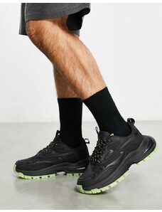 ASOS DESIGN - Sneakers tecniche nere con dettagli verdi-Nero