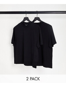 ASOS DESIGN - Confezione da 2 t-shirt girocollo nere-Nero