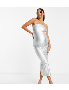 Naked Wardrobe Maternity - Vestito longuette argento a fascia effetto coccodrillo