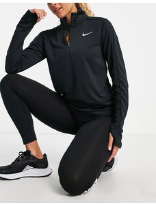 Nike Running - Pacer Dri-FIT - Top a maniche lunghe nero con zip corta