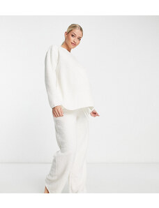 ASOS Maternity ASOS DESIGN Maternity - Completo da casa in pile borg crema con felpa e pantaloni-Bianco