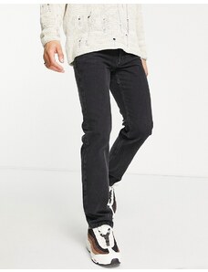 Topman - Jeans dritti nero slavato con cintura