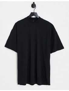 New Look - T-shirt oversize dolcevita nera-Nero