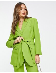 ASOS DESIGN - Blazer da abito con cintura color oliva-Verde