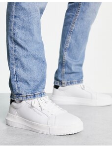 Calvin Klein Jeans - Sneakers stringate bianche con suola spessa cupsole-Bianco