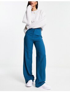 Pull&Bear - Pantaloni a vita alta blu con cuciture sul davanti