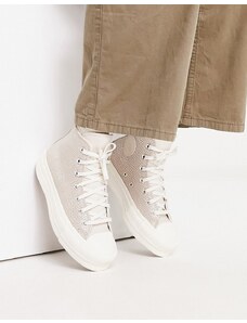 Converse - Lift Hi - Sneakers alte in pelle beige sabbia effetto coccodrillo-Neutro