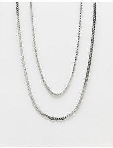Faded Future - Confezione da 2 collane color argento in catena veneziana e snake