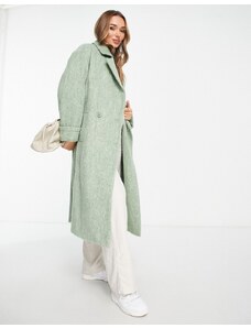 ASOS DESIGN - Cappotto elegante in misto lana spazzolata verde tenue