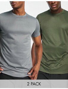 ASOS 4505 - Confezione da 2 T-shirt da allenamento ad asciugatura rapida-Multicolore