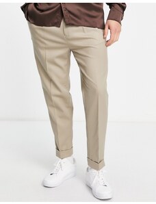 ASOS DESIGN - Pantaloni eleganti affusolati in twill color cammello-Neutro