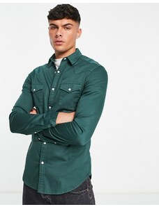 ASOS DESIGN - Camicia skinny di jeans stile western verde bosco