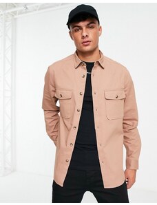 ASOS DESIGN - Camicia giacca in cotone rosa polvere