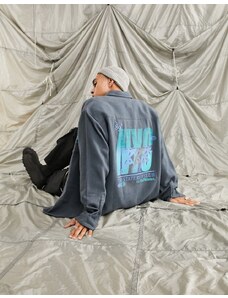 ASOS DESIGN - Camicia oversize anni '90 in flanella grigia con stampa "NYC" sul retro-Grigio