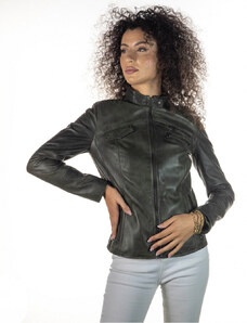 Leather Trend Michelina - Giacca Donna Verde in vera pelle