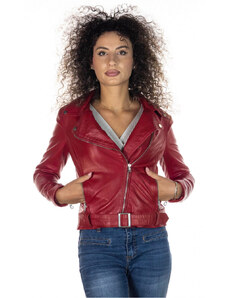 Leather Trend Cel - Chiodo Donna Rosso in vera pelle