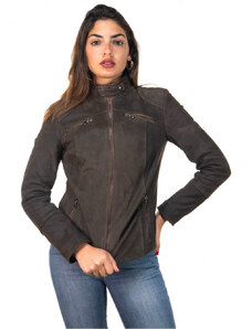 Leather Trend Michela - Giacca Donna Testa di Moro Nabuk in vera pelle