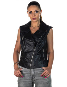 Leather Trend Valery Bis - Gilet Donna Nero in vera pelle