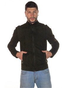 Leather Trend U010 - Giacca Uomo Verde in vera pelle camoscio