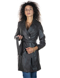 Leather Trend Viviana - Cappotto Donna Grigio in vera pelle