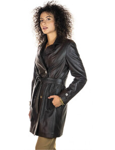 Leather Trend Viviana - Cappotto Donna Testa di Moro in vera pelle