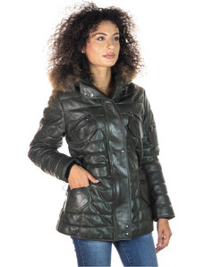Leather Trend Miami - Piumino Donna Verde in vera pelle