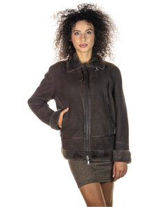 Leather Trend Matilde - Giacca Donna Marrone in vero montone Shearling effetto scamosciato