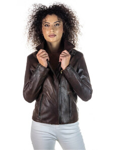 Leather Trend Alba - Chiodo Donna Testa di Moro in vera pelle