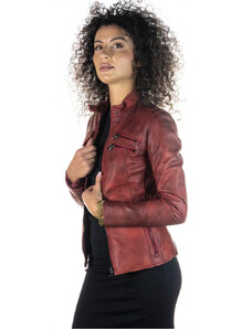 Leather Trend Michelina - Giacca Donna Bordeaux in vera pelle
