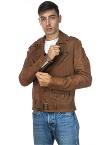 Leather Trend Chiodo Tre Tasche - Chiodo Uomo Cuoio Effetto Antichizzato in vera pelle