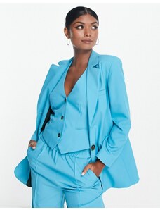 ASOS DESIGN - Blazer da abito dritto slim fit color pavone-Blu