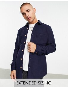 ASOS DESIGN - Camicia giacca in misto lana blu navy