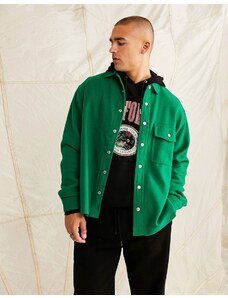 ASOS DESIGN - Camicia squadrata oversize in misto lana verde acceso