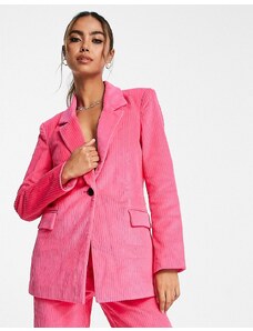 Vero Moda - Blazer sartoriale da abito in velluto a coste rosa in coordinato