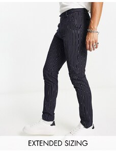 ASOS DESIGN - Pantaloni skinny eleganti in gessato blu navy