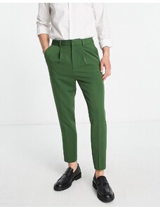 ASOS DESIGN - Pantaloni eleganti affusolati kaki-Verde