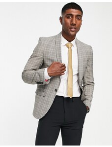 Twisted Tailor - Melcher - Giacca da abito skinny a quadri marroni tono su tono-Marrone