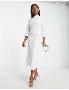 Y.A.S - Vestito da sposa midi a maniche lunghe in paillettes bianco