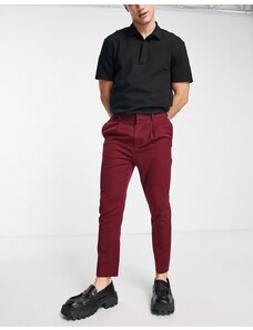 ASOS DESIGN - Pantaloni eleganti affusolati bordeaux-Rosso