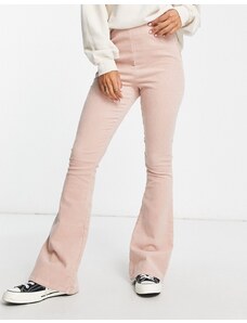 ASOS DESIGN - Pantaloni a fondo ampio a coste color cipria-Rosa