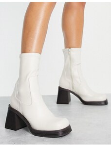 ASOS DESIGN - Reversed - Stivali a calza bianco sporco con tacco medio-Neutro