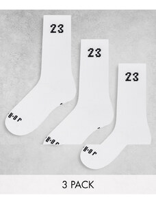 Jordan - Essentials - Confezione da 3 paia di calzini lunghi bianchi-Bianco