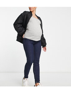 New Look Maternity - Jeans skinny indaco con fascia sopra al pancione-Blu navy